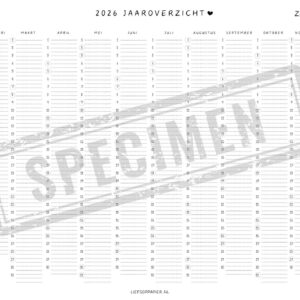 jaarkalender 2026 Liefsoppapier