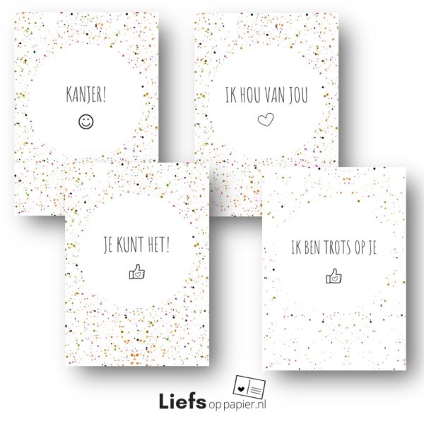 mini kaartenset kleur stippel