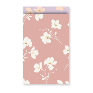 Inpakzakjes Bloem roze - 12 x 19 cm - per 5 stuks