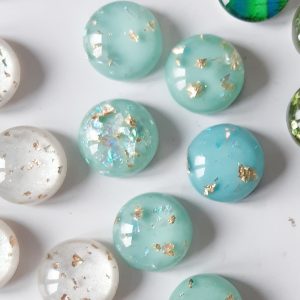 Magneet kaartenhouder pin - turquoise foil