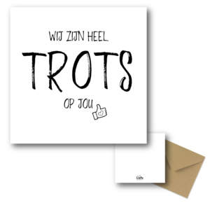 Wij zijn heel trots op jou - ansichtkaart liefsoppapier