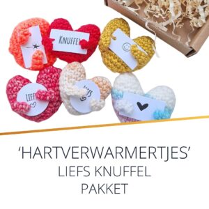 hartverwarmertjes - gehaakte hartjes met tekst LIefsoppapier