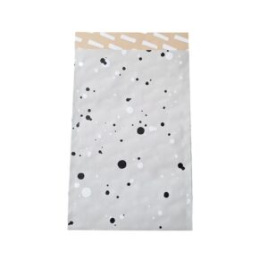 Inpakzakjes zwart wit dots naturel - 12 x 19 cm - per 5 stuks