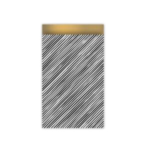 Inpakzakjes streep met goud - 12 x 19 cm - per 5 stuks